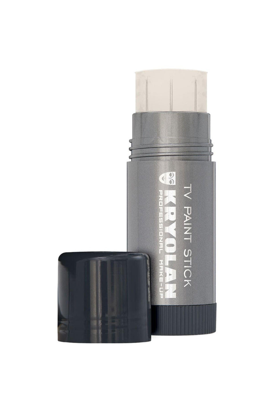 Kryolan TV Paint Stick 00 Matte finish on skin for full-coverage studio makeup.