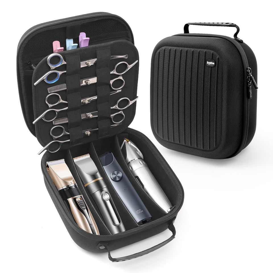 Krypthos hard travel case for hair clippers provides rugged protection on the go.