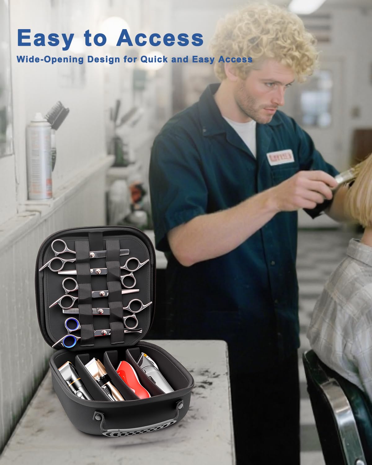 Krypthos professional barber kit storage simplifies transport of clippers and accessories.