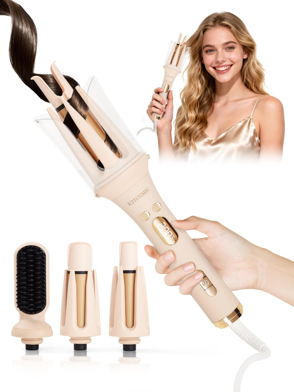 KTIVHMIC 3-in-1 curler with a one-inch barrel for quick, versatile daily styling
