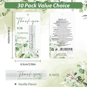 Kuabiz greenery eucalyptus lip balm 30-pack, perfect for eco-friendly party favors.