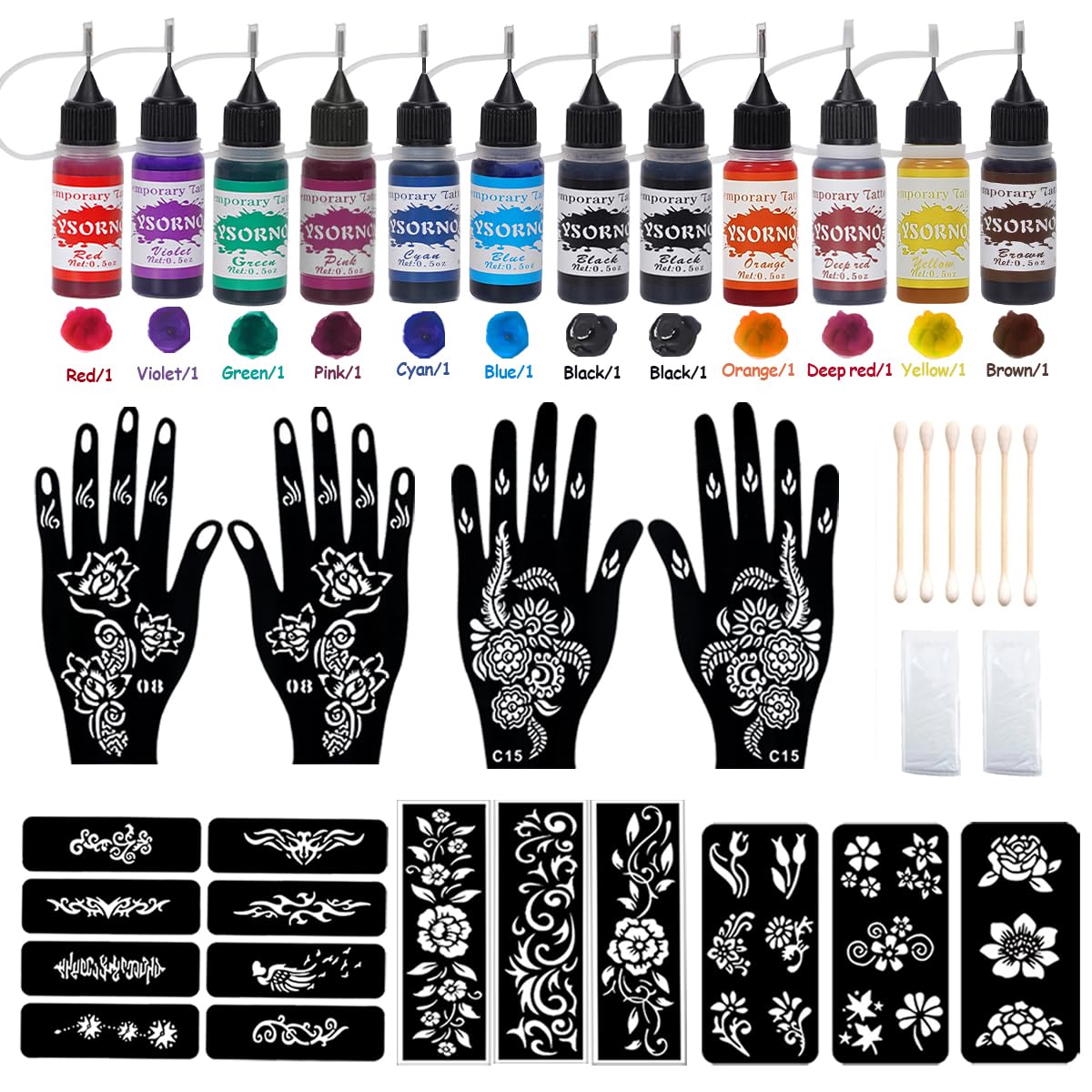 KUBOKA ink bottles with vivid colors for safe temporary tattoos on skin