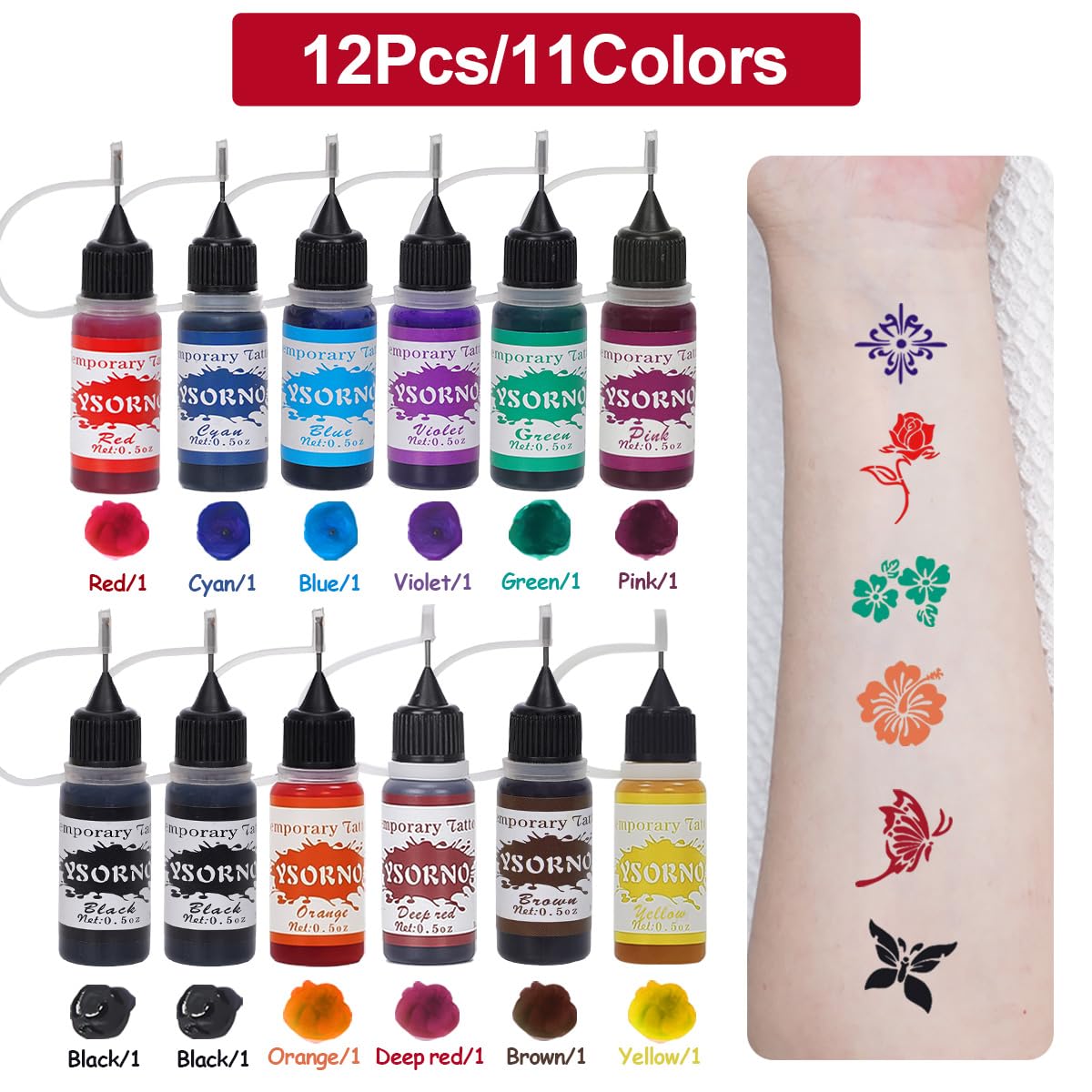 KUBOKA vivid colors deliver bright, lasting temporary tattoos