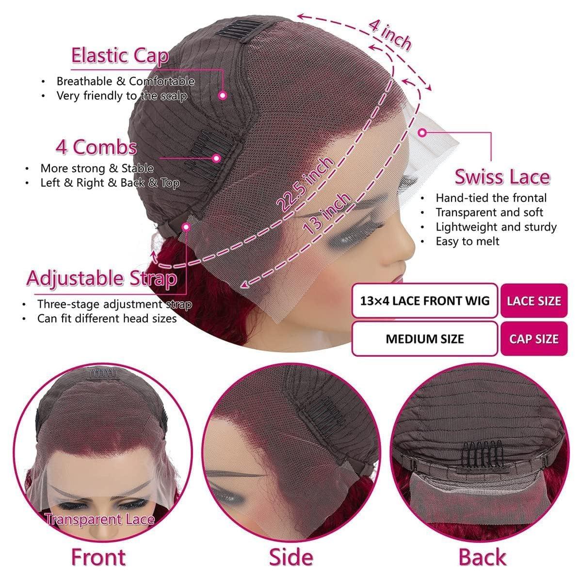 KUCUFIGHTA secure fit with 4 combs and adjustable straps.