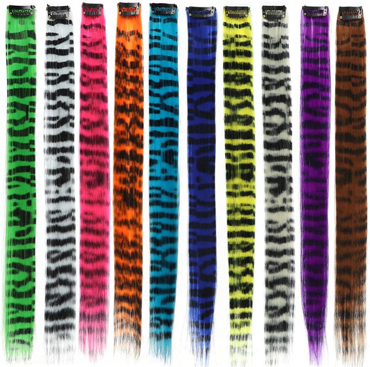 Kudois stripe printed wig is lightweight and quick to clip in