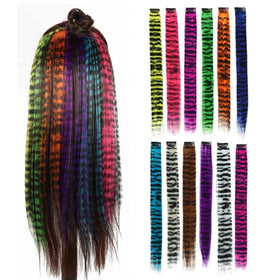 Kudois stripe printed wig piece with long straight clip-in for easy daily styling