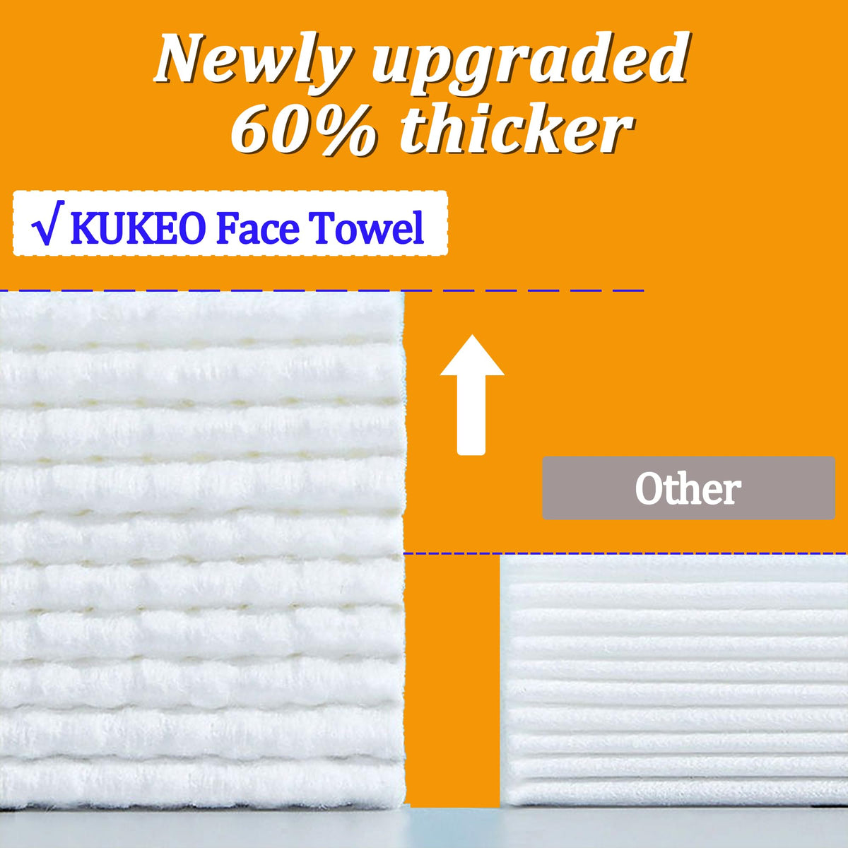 KUKEO 100-count towels packaging highlighting thickness and value.