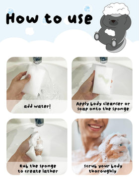 KULOSORY disposable bath sponge white 24-pack foam-action ensures thorough cleansing with any body wash