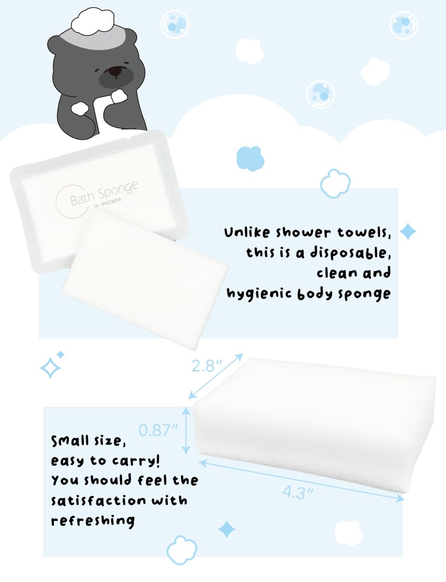 KULOSORY disposable bath sponge white 24-pack soft-texture provides gentle exfoliation without irritation