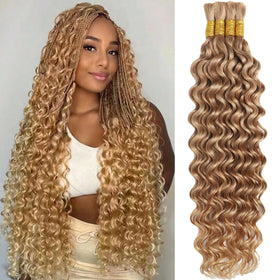 KULYMUWIG Blonde Water Wave braiding hair 18in bundle, no weft for versatile boho styles.