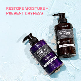 KUNDAL Honey & Macadamia ingredients close-up emphasizing nourishing balance for hair