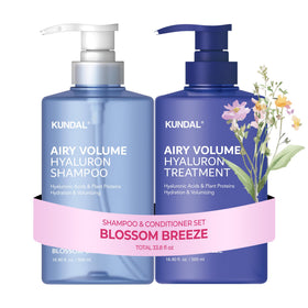 KUNDAL Hyaluronic Acid Airy Volume Shampoo bottle showcases easy pump dispensing for daily use.