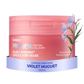 KUNDAL Mega Moisture Mask jar with violet hue delivering deep hydration for dry hair.