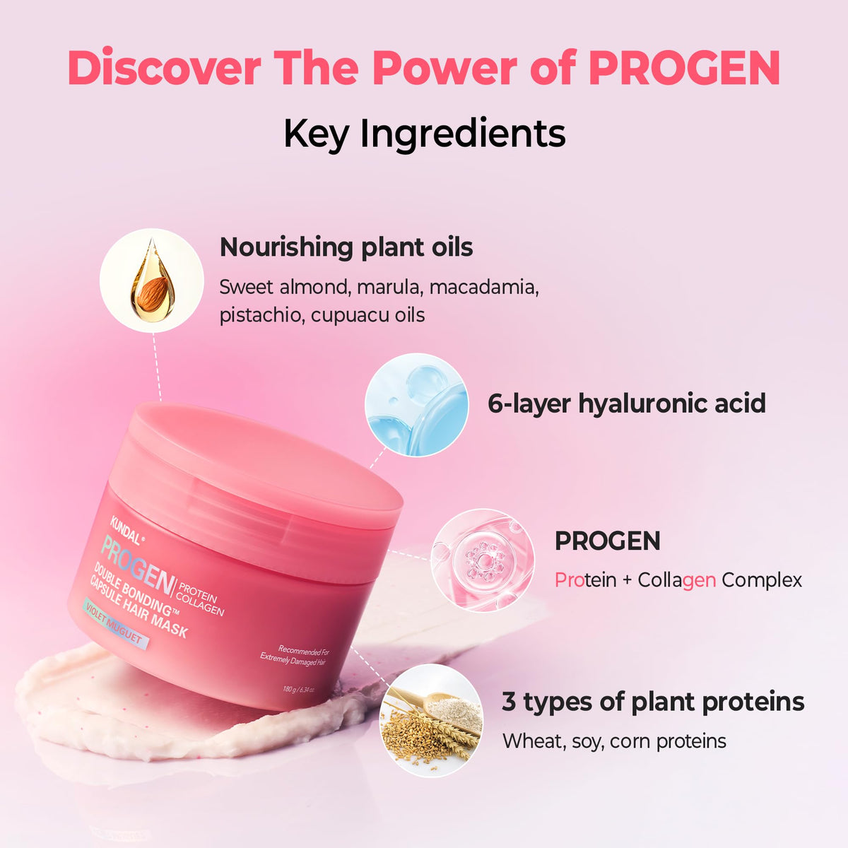 KUNDAL Mega Moisture Mask open jar reveals creamy conditioner for deep conditioning.