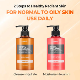 KUNDAL Nature Honey & Macadamia bathroom display promotes a daily self care ritual