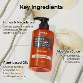 KUNDAL Nature Honey & Macadamia creamy lather delivers smooth cleansing and soft skin