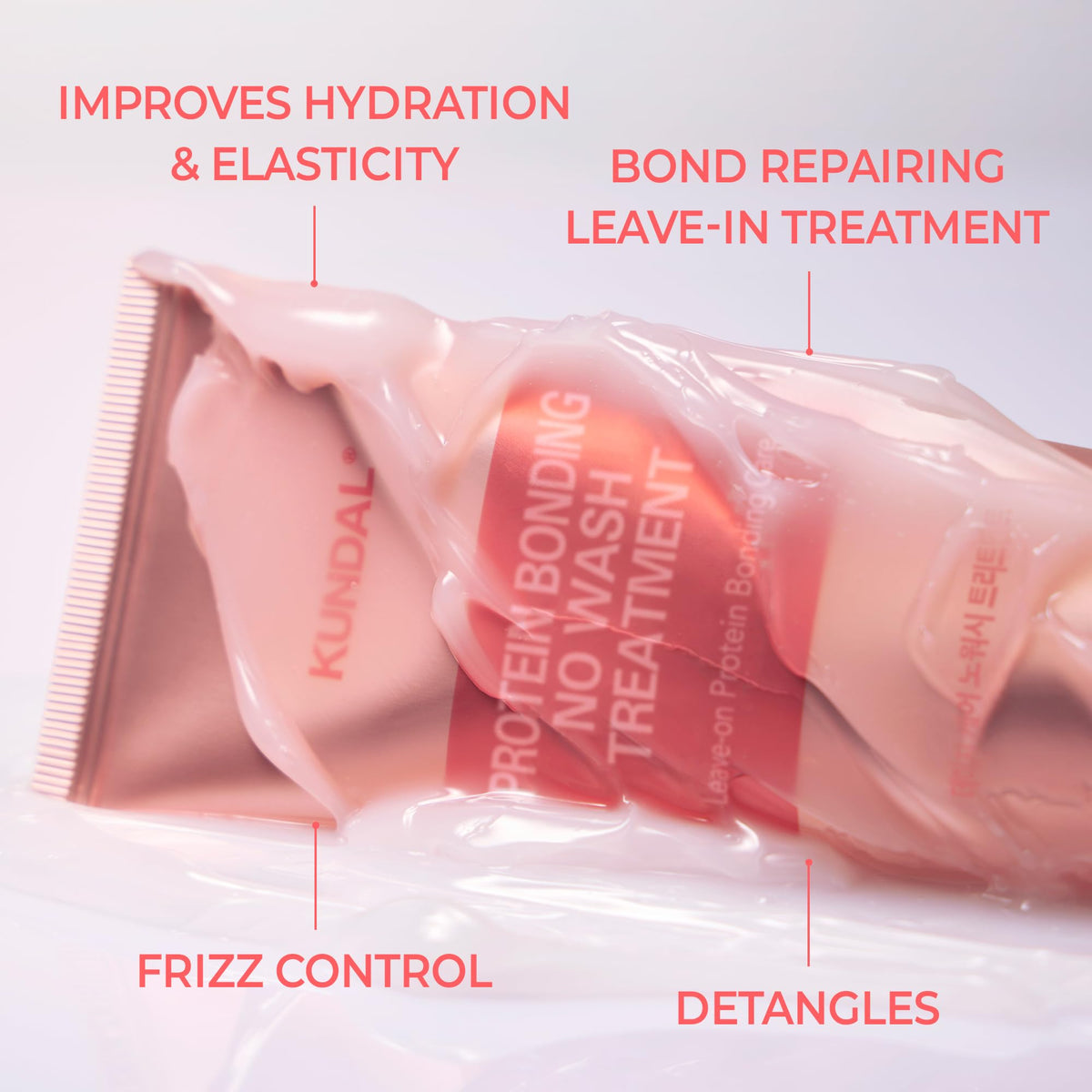 KUNDAL Protein Damage Care No Wash heat shield protects up to 446°F during styling