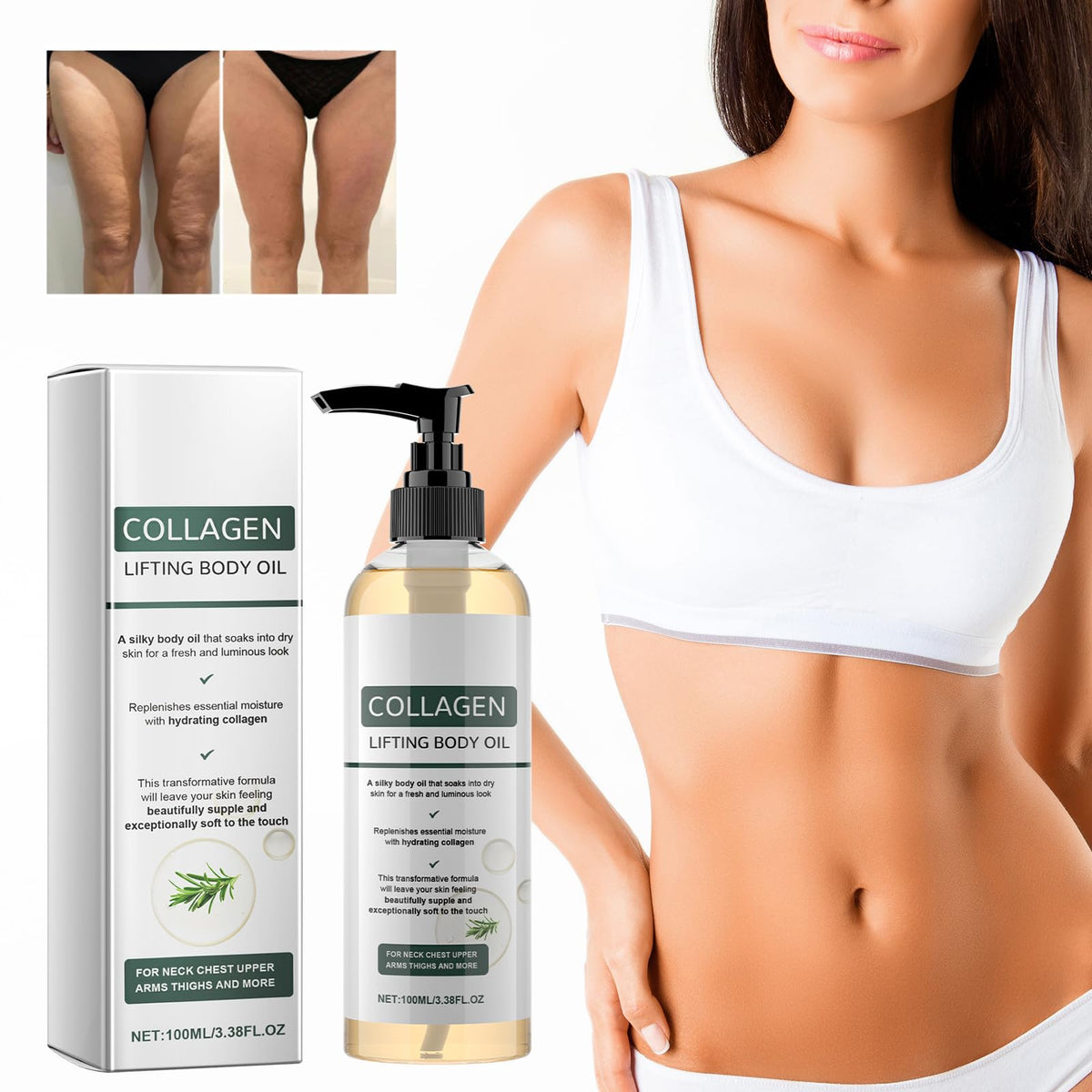 KunMan Collagen Lifting Body Oil hydrates with collagen for moisturized skin