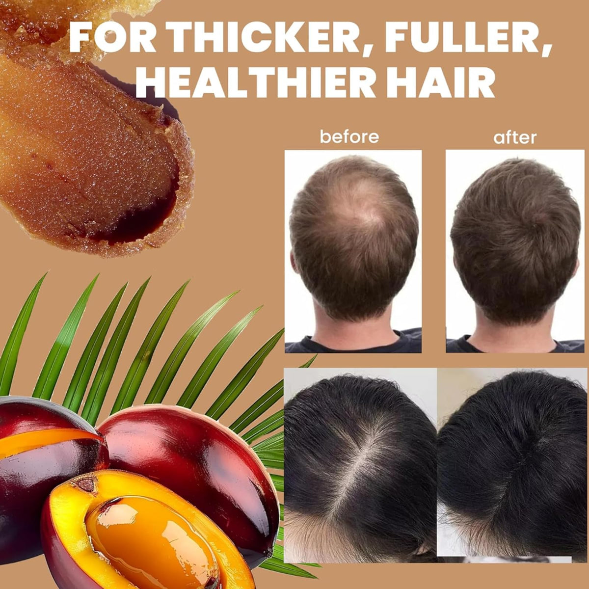 Kuri Nuka Batana before-after image showing visibly thicker, healthier strands