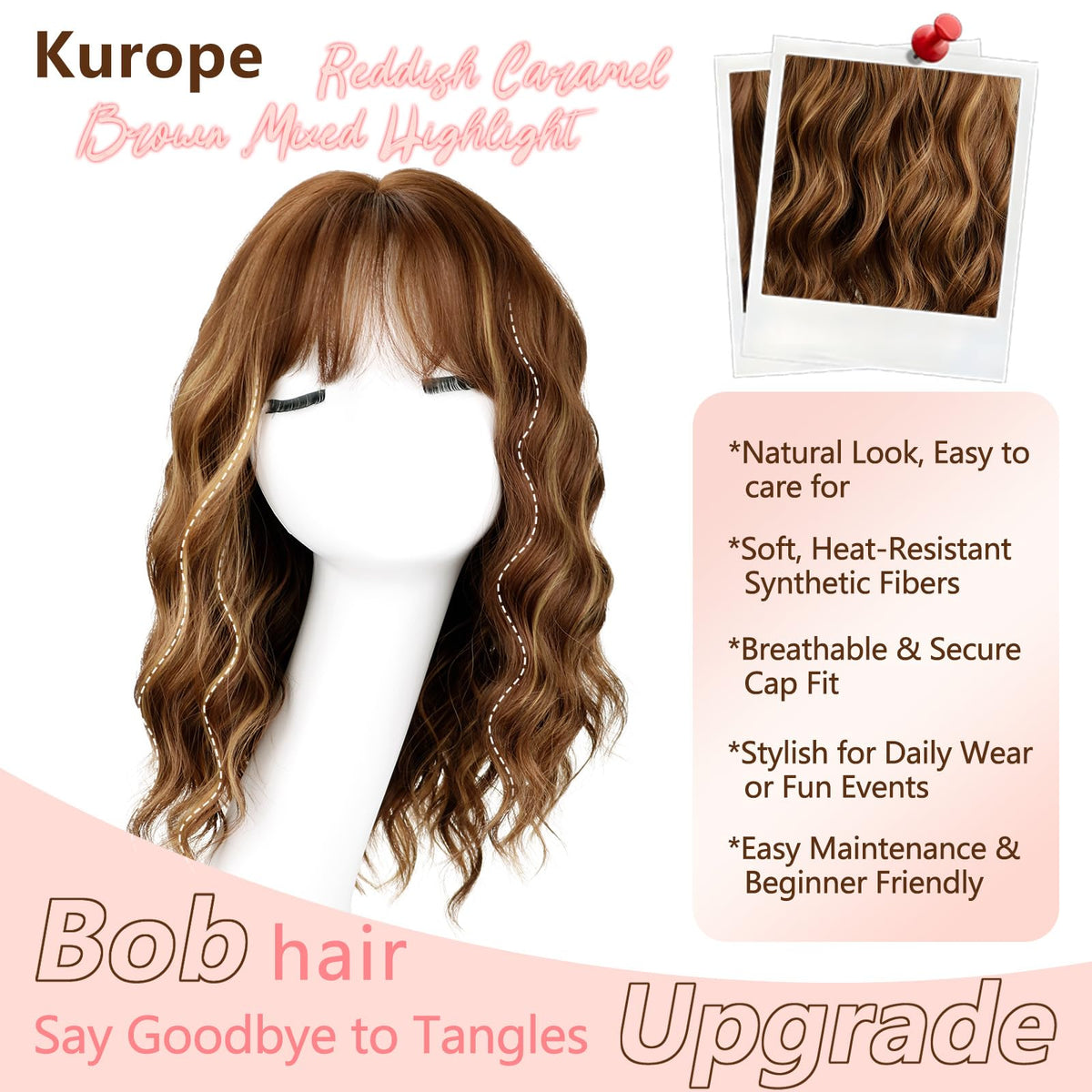 Kurope brown honey blonde wig suitable for daily wear