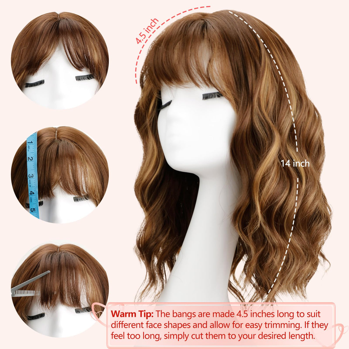 Kurope brown honey blonde wig with wavy texture under lighting