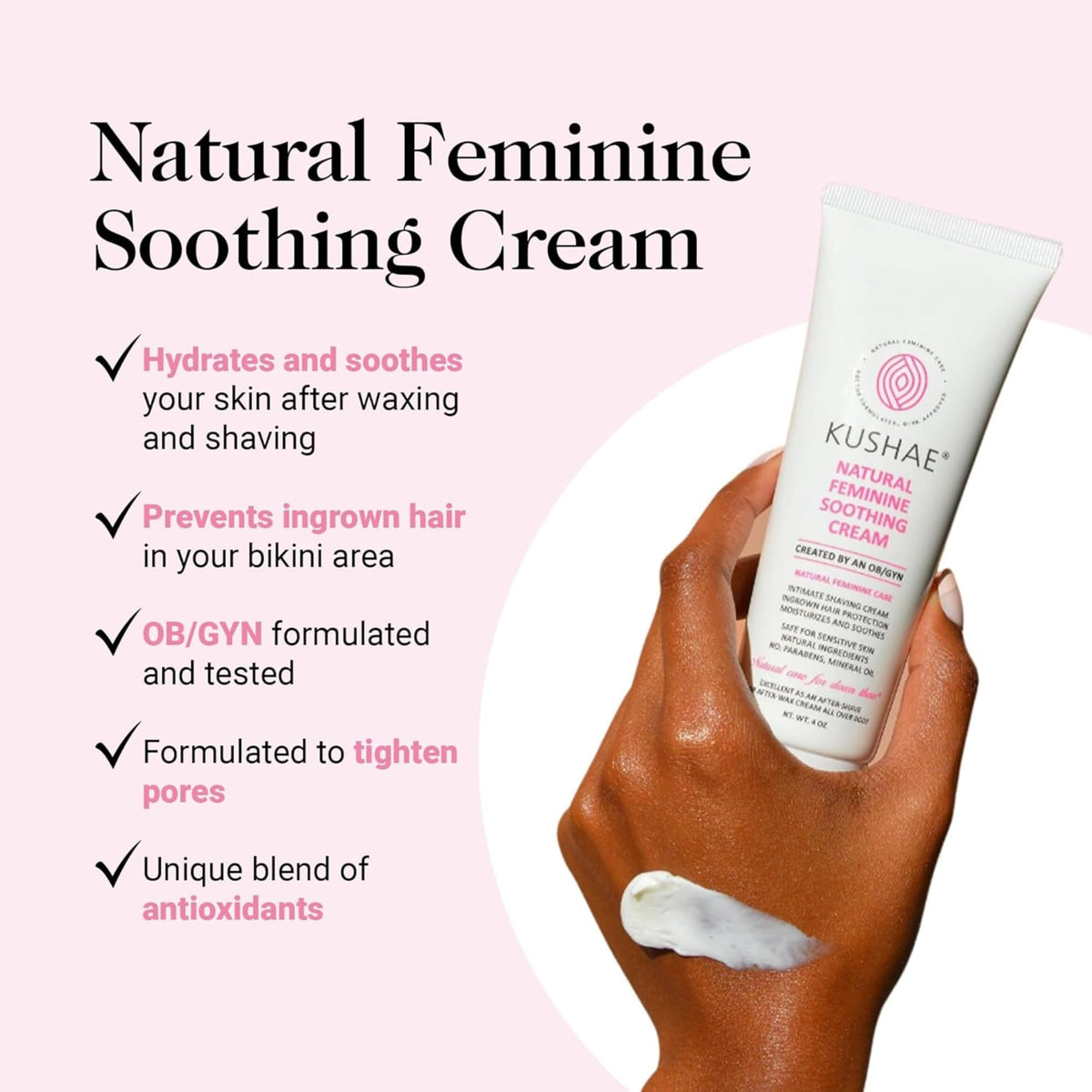 Kushae cream texture swirl highlighting rich, nourishing formula for daily moisturizing
