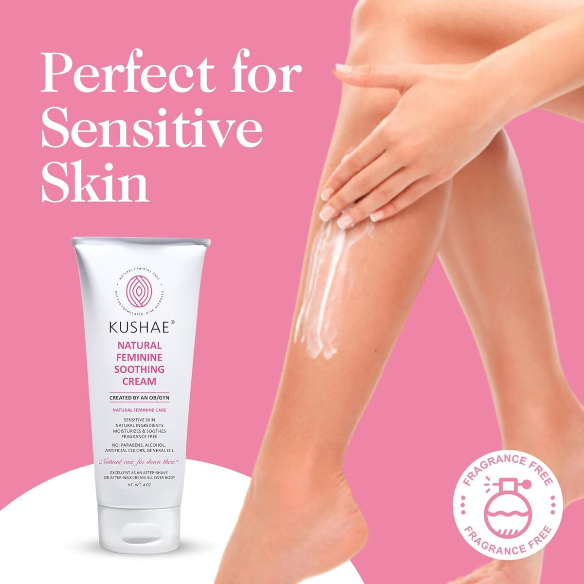 Kushae sensitive-skin relief close-up on creamy texture