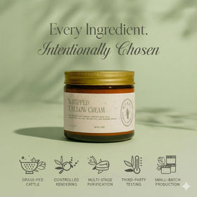 KUSHI whipped tallow texture close-up highlighting rich, deeply moisturizing feel.