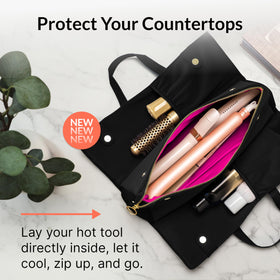 KUSSHI Hair Tools Bag elasticized pockets keeping brushes organized.