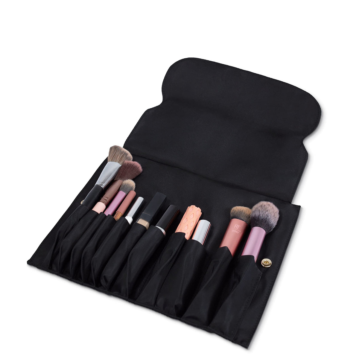 KUSSHI washable travel snap-in brush organizer keeping brushes neatly organized and protected.