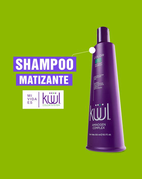 KUUL Matizant Shampoo ash-tones action highlights cooler shade.
