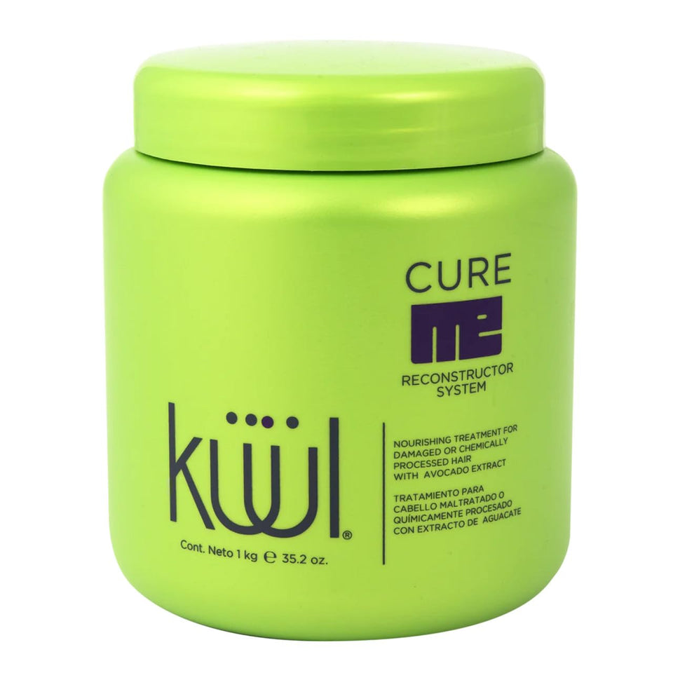 Kuul Cure Me Reconstructor avocado front packaging shows conditioning benefits for dry hair.