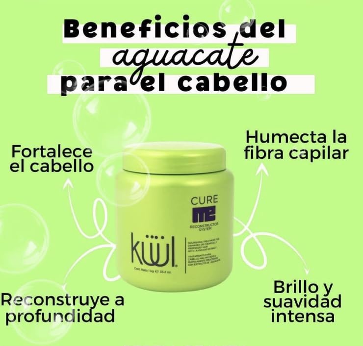 Kuul Cure Me Reconstructor avocado ingredient emphasizes deep conditioning and moisture.