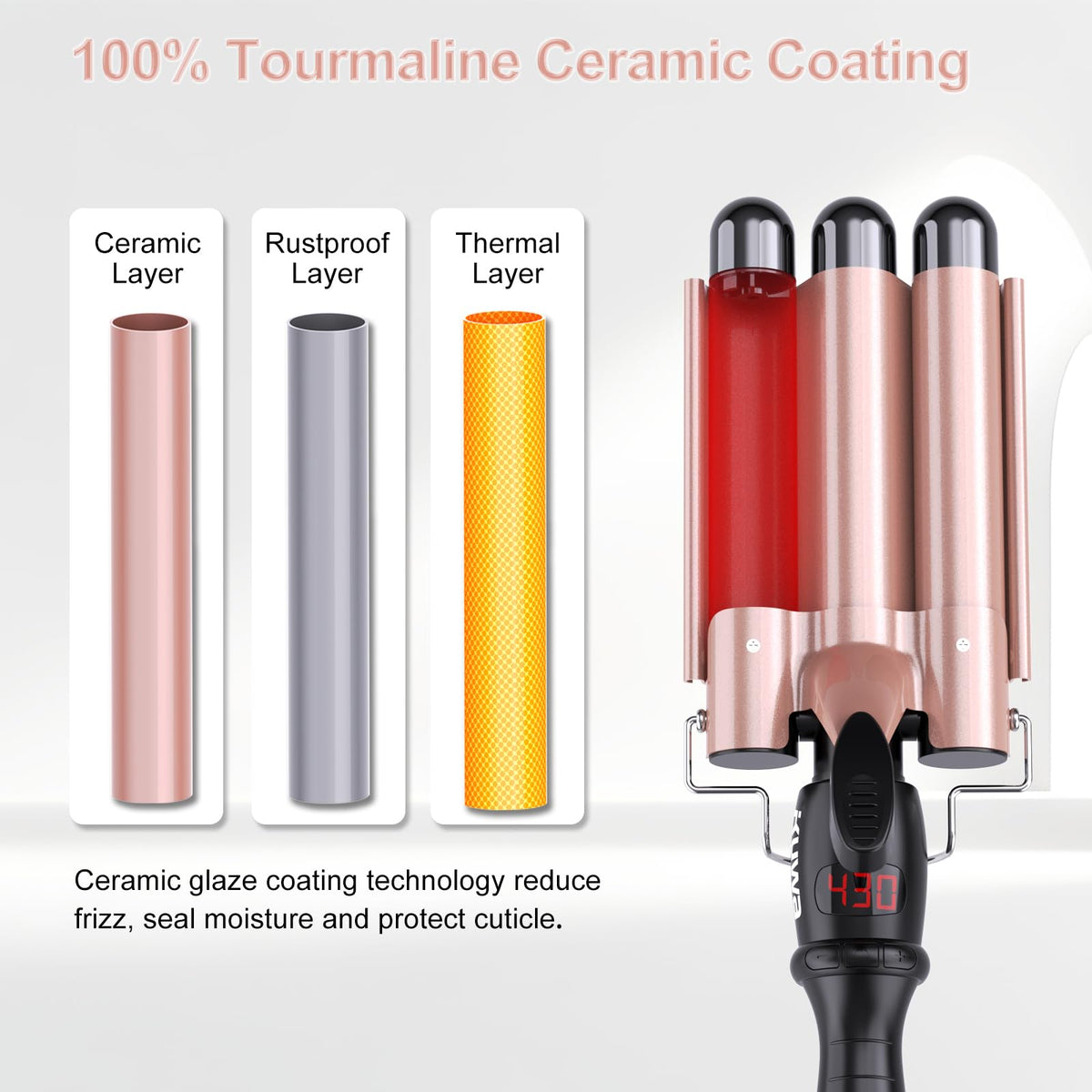 kuwa crimper with LCD temperature display helps precise styling.