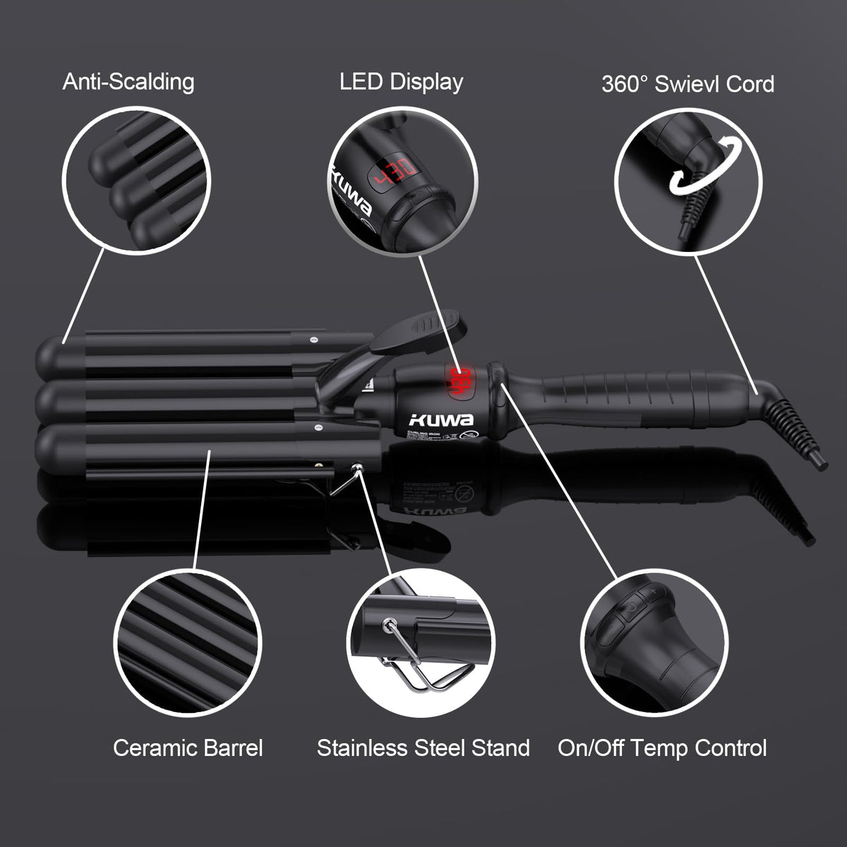 kuwa crimper helps achieve long-lasting styles with reduced frizz