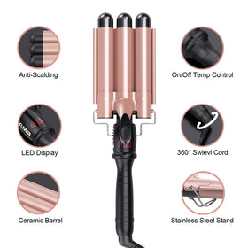 kuwa crimper smooths and shines hair with tourmaline ions.
