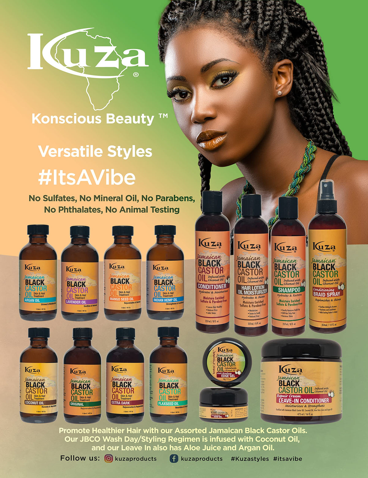 Kuza Jamaican Black Castor Oil Leave-In-Conditioner application on scalp for moisture.