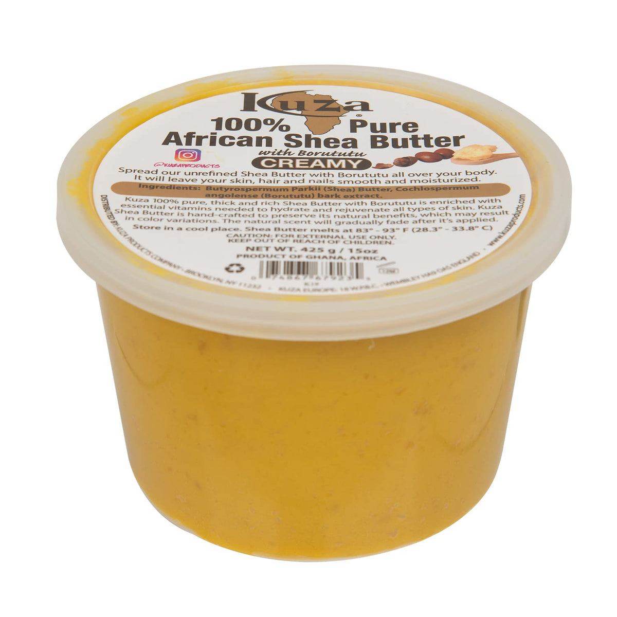 Kuza Shea Butter with Borututu in a creamy jar, perfect for skin hydration.