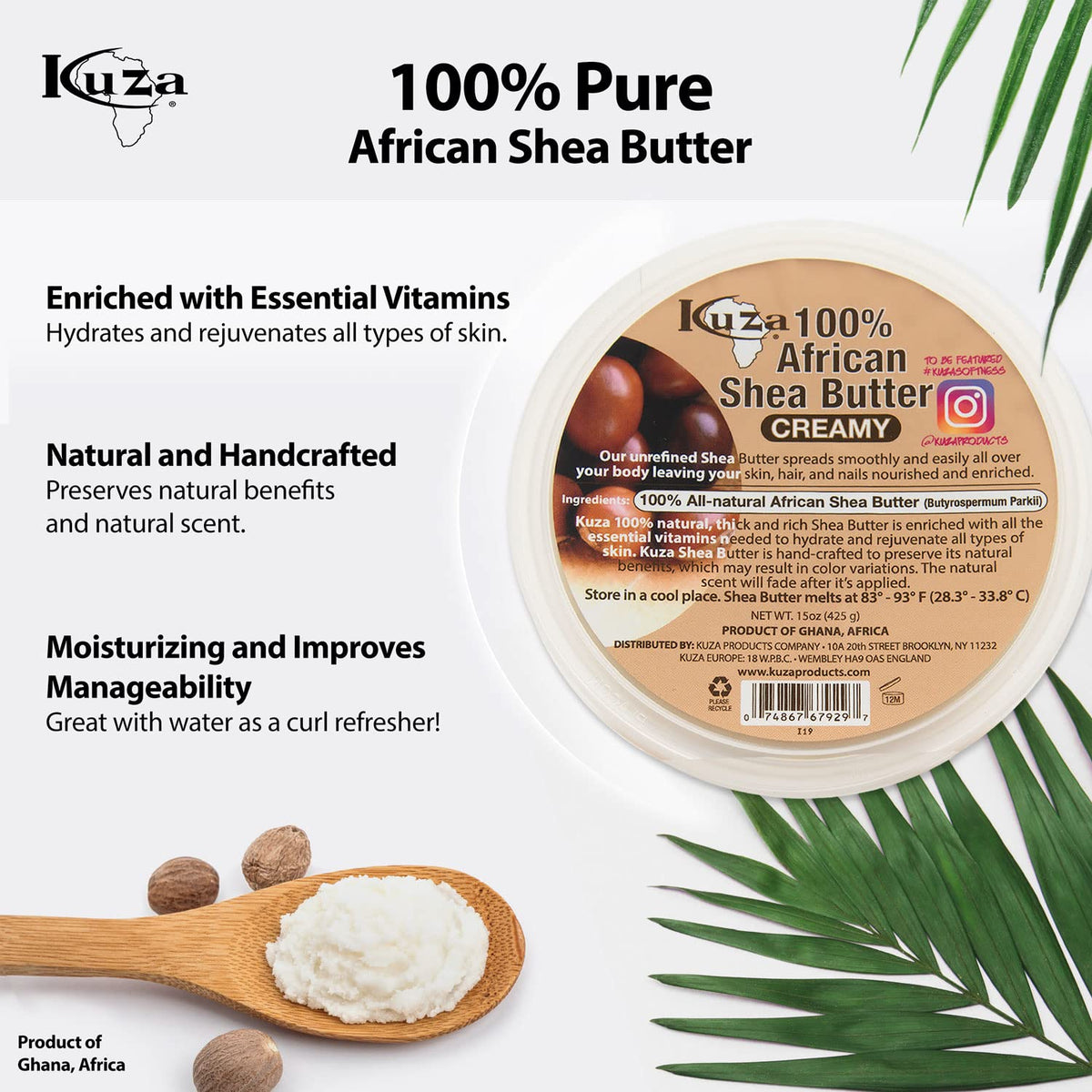Kuza Shea Butter Borututu ready for skin application, hydrating and smoothing.