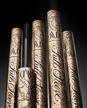 KVD Beauty Full Sleeve mascara demonstrates 360-degree tubing coverage on lashes.