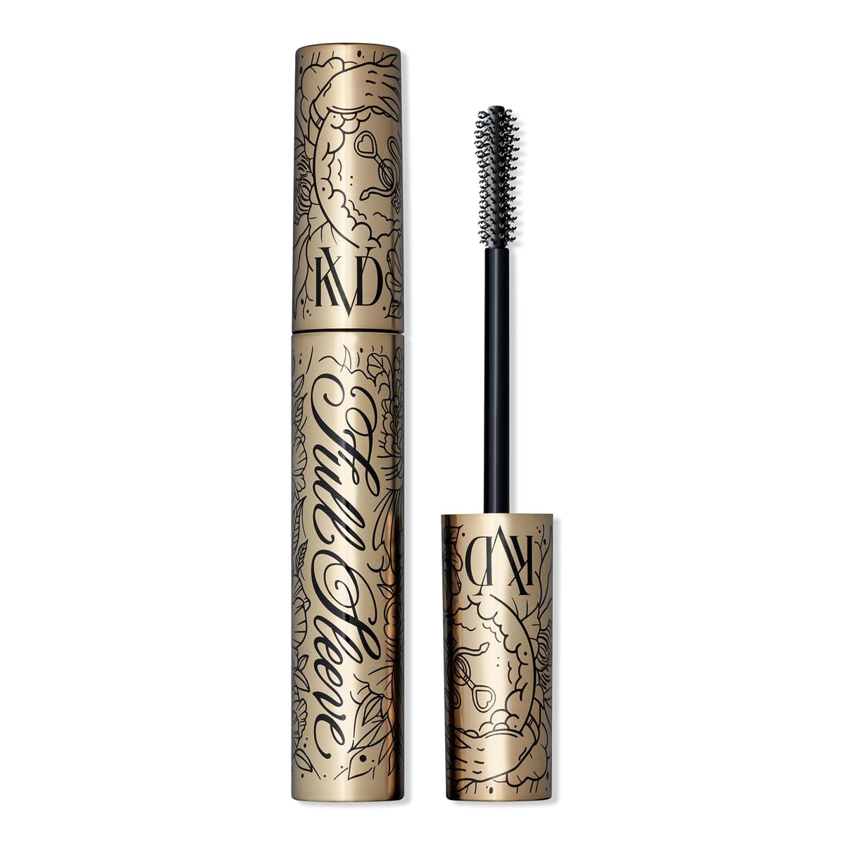 KVD Beauty Full Sleeve mascara brush close-up showing filigree hooks for precise coverage.