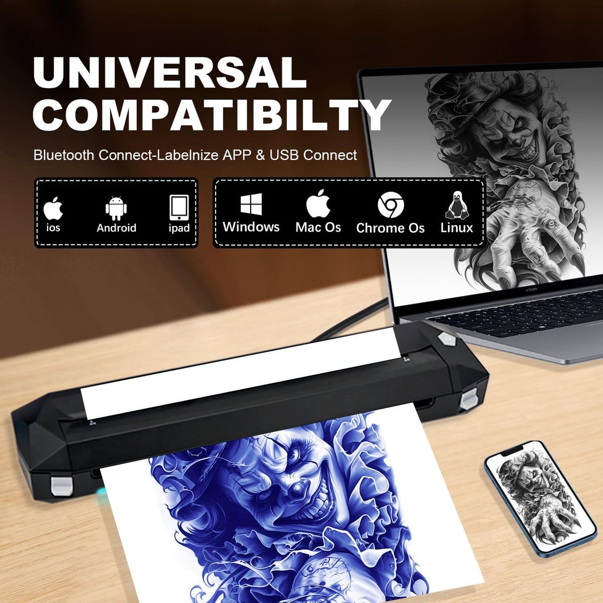 KVM smartphone and laptop compatibility simplifies stencil printing.