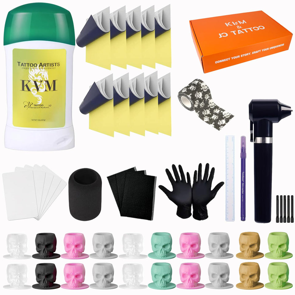 KVM Skull Ink Cups in mixed colors for practice sessions.