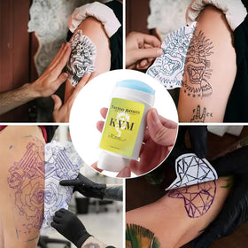 KVM Transfer Paste supports clean stencil transfer on skin.