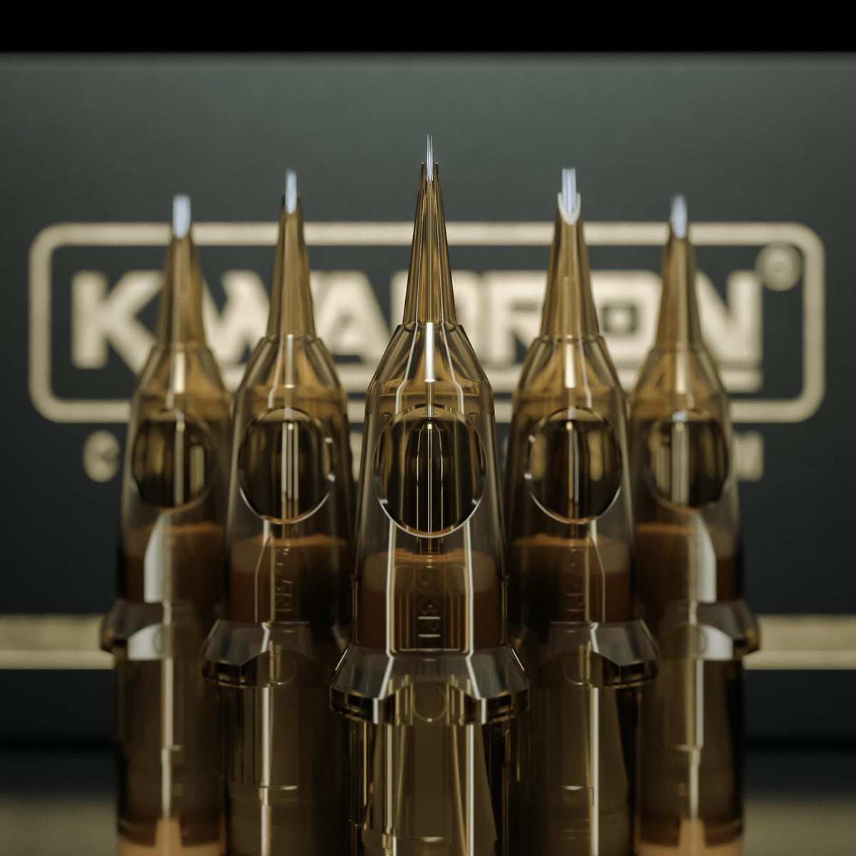 Close-up of long taper tip on Kwadron 35/3RLLT-T for smooth lines.