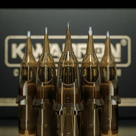 Close-up of long taper tip on Kwadron 35/3RLLT-T for smooth lines.