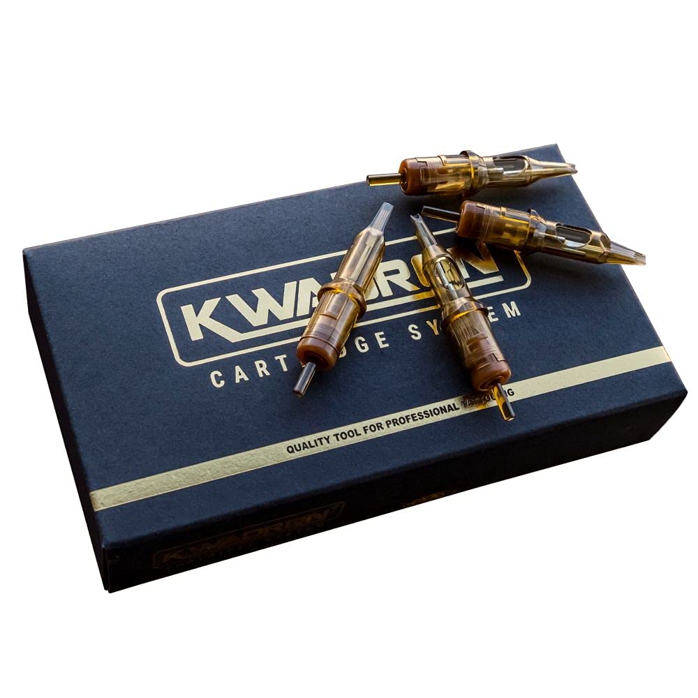 Kwadron box of 20 tattoo needle cartridges ready for precise lining.