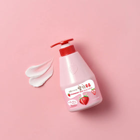Kwailnara Strawberry Milk duo on bathroom shelf, ready for daily routine.