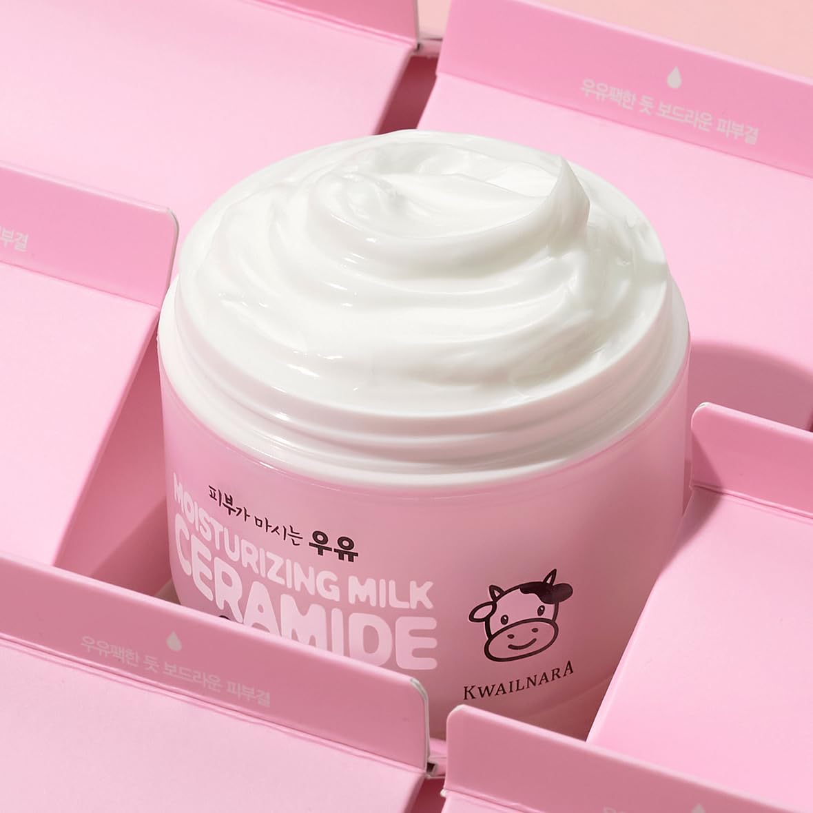 Kwailnara Ceramide Milk barrier illustration highlights protective skin defense.