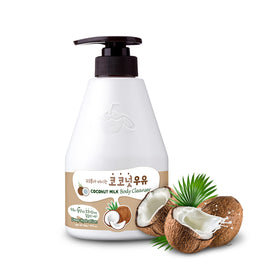 Kwailnara Coconut Milk Body Wash bottle showing creamy lather for hydration